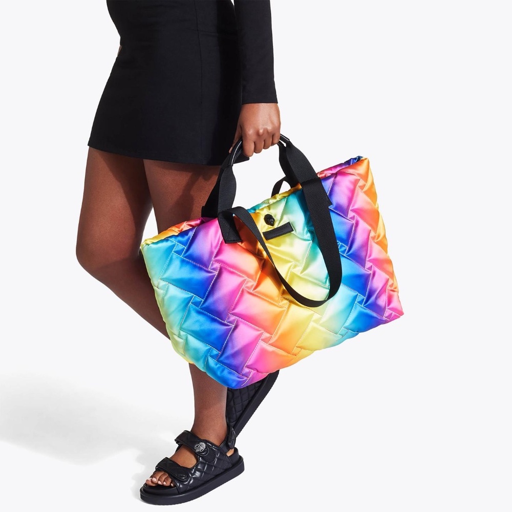 Kurt Geiger London Ombre Rainbow Quilted Shopper Bag Open Miscellaneous NWT - Picture 2 of 16